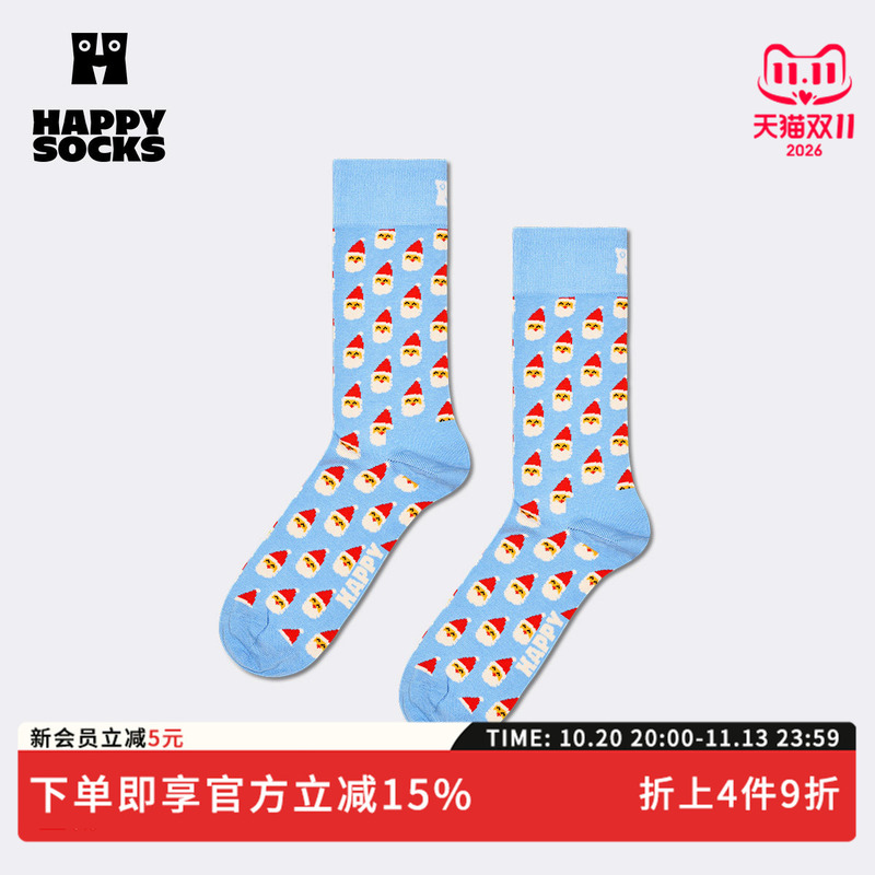 [2026 Autumn/Winter New Style] Happy Socks Creative Santa Claus Pattern Socks Dopamine Mid-Calf Socks