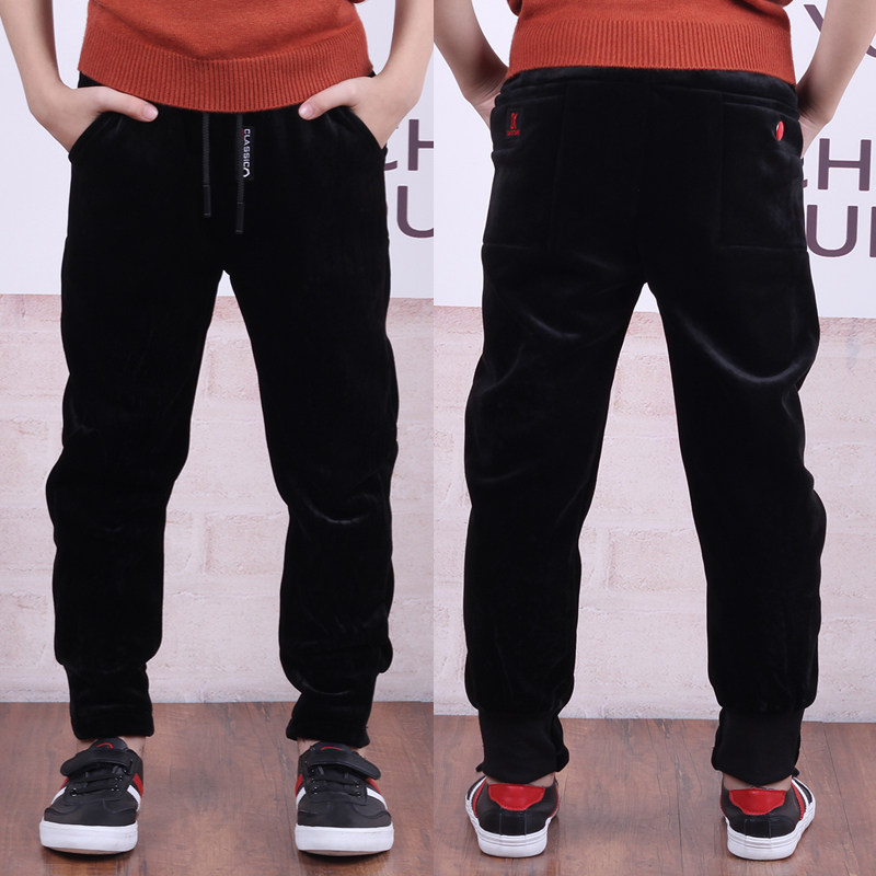 Clearance boys gold velvet pants all-in-one plus velvet 2022 autumn and winter new Korean version of the children's double-sided velvet casual pants trend