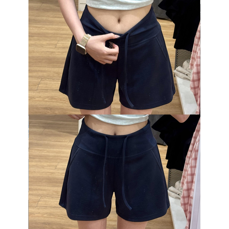 Navy Blue Sports Shorts for Women, Summer 2026 New Style, High-Waisted, Slimming, Petite, A-Line Wide-Leg, Five-Point Pants for Outerwear Navy Blue Sports Shorts for Women, Summer 2026 New Style, High-Waisted, Slimming, Petite, A-Line Wide-Leg, Five-Point Pants for Outerwear