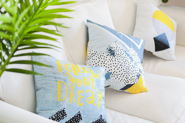 Bắc Âu gió gối màu vàng hình học đệm màu xám in sofa gối gối gối bay cửa sổ phòng ngủ giường thắt lưng - Trở lại đệm / Bolsters gối tựa lưng ghế gỗ