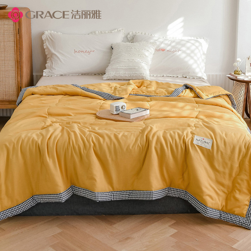 Clean and elegant air conditioning by washed cotton single summer cool by summer thin Season Universal Dormitory Double Human-machine Wash quilts