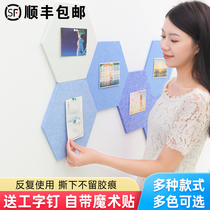 Back Gum Hexagon Felt Board Soft Wood Board Photo Wall Nursery School Message Board Custom Polygon Color DIY