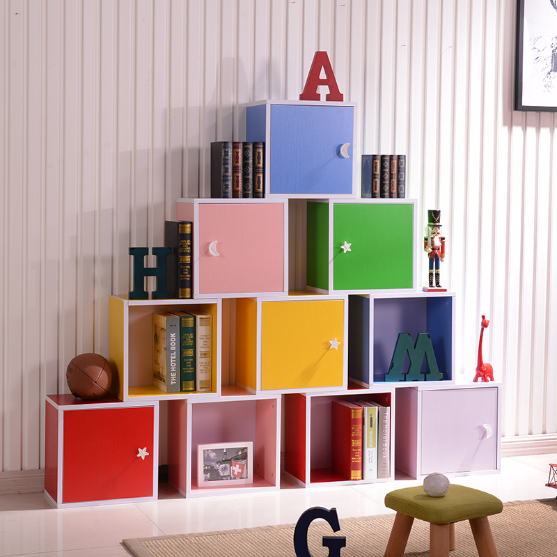Free combination storage cabinet colorful children's bookcase children's English classroom storage small cabinets any combination of squares