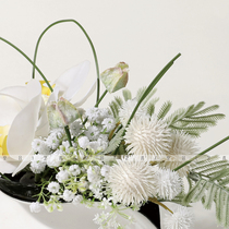 Model room sales office flower ware ceramic white small fresh black bouquet light luxury empty ornaments flat bed and breakfast combined floral art