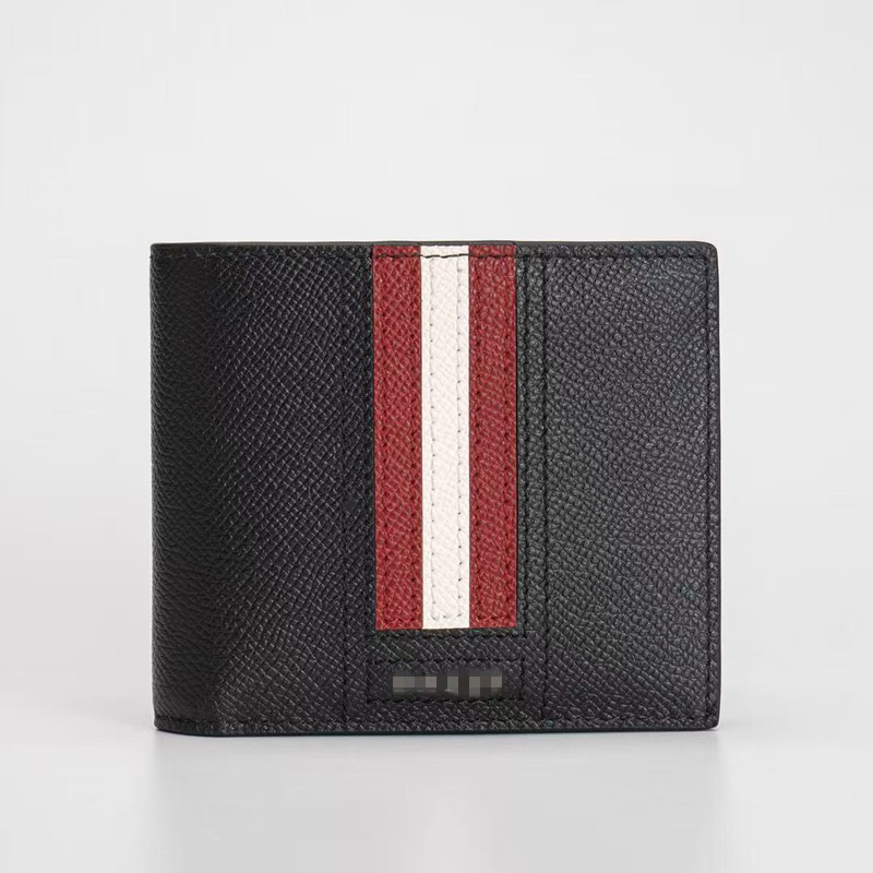 New Leather Card Holder Men's Short Wallet Business Casual Card Holder Coin Purse Striped Men's Wallet