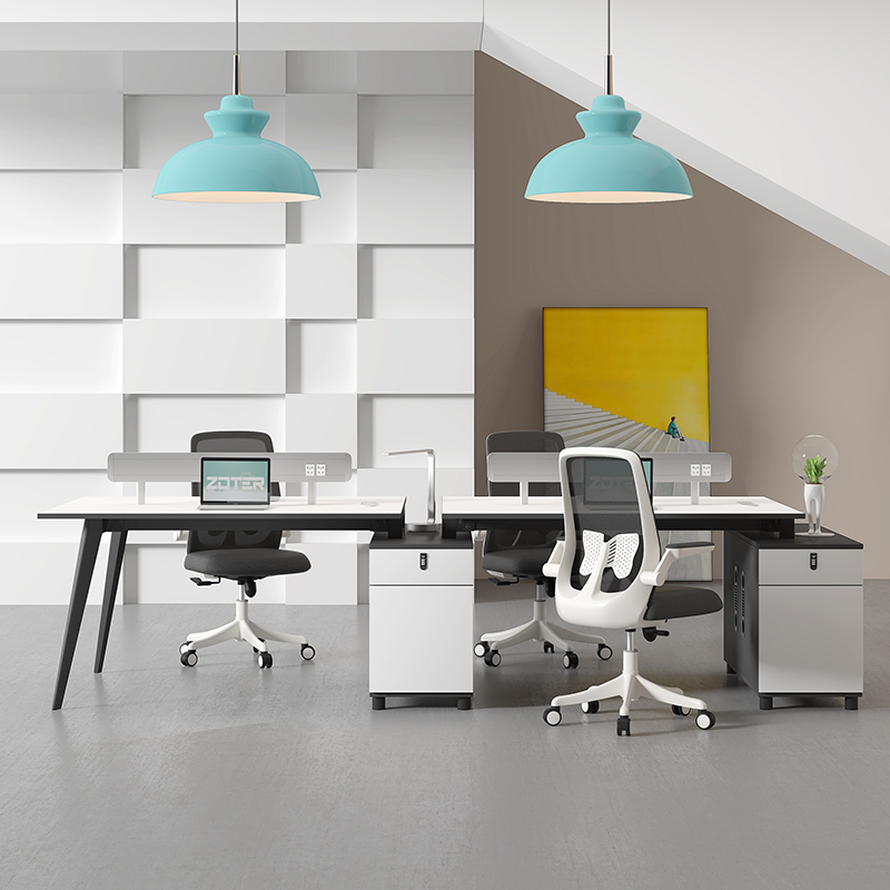 Desk chair combination minimalist modern white office furniture 46 people 2 4 6 people with staff table station