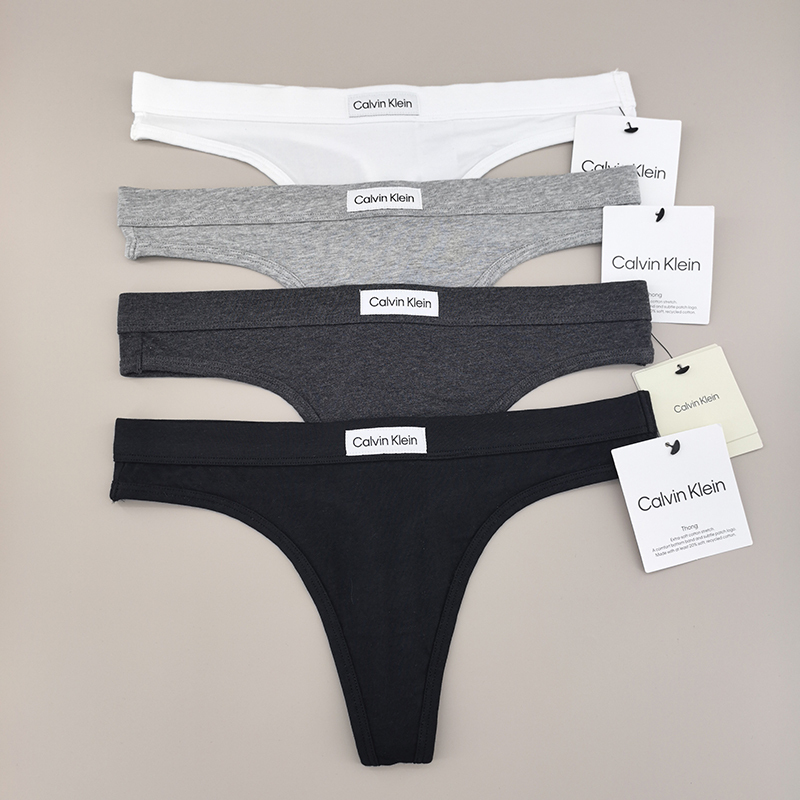 Calvin Klein Women's Logo Low-Waist Comfortable Breathable Underwear Ck Sexy Thong T-Pants Qp3258