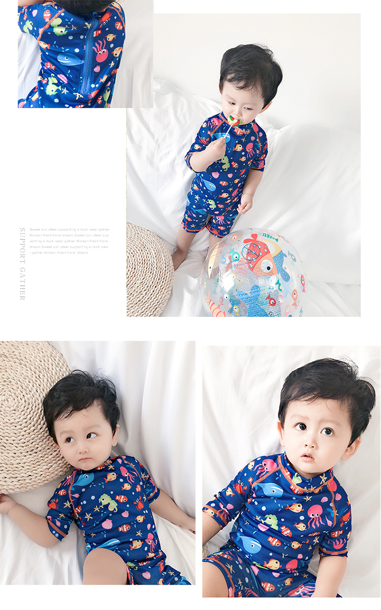 Áo tắm cho trẻ em trai Xiêm Big Boy Trẻ em dài tay Beach Sun Boy Boy Áo tắm dễ thương - Bộ đồ bơi của Kid đồ bơi trẻ em quần rời