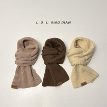 Childrens scarf autumn and winter bare board small label baby warm scarf boys and girls fashionable wear knitted windproof neck collar