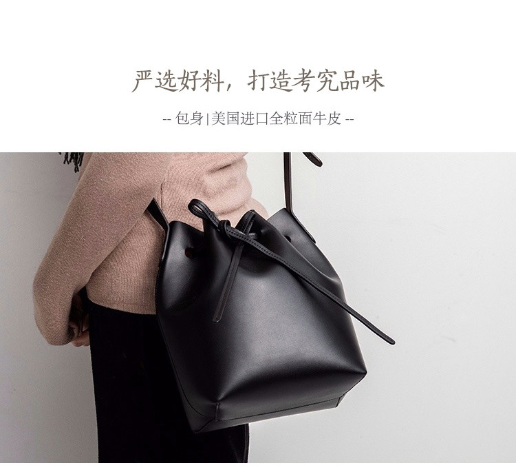 网易严选 挚爱纽约水桶包 美国进口粒面小牛皮 图7