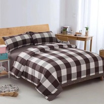Fujia textile atmospheric checkered Plaid thick old coarse cloth single double bed sheets four-piece bedding Cotton