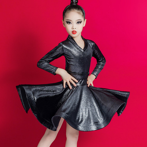 Girls Latin Dance Dresses Latin Dance Dress Girls Competition Training Dress Girls dance skirt professional standard large children long sleeve show dress