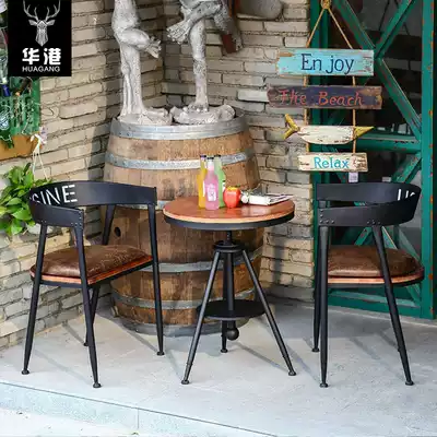Wrought iron outdoor balcony table Milk tea shop Cafe table and chair Western restaurant casual bar table Dessert shop small round table