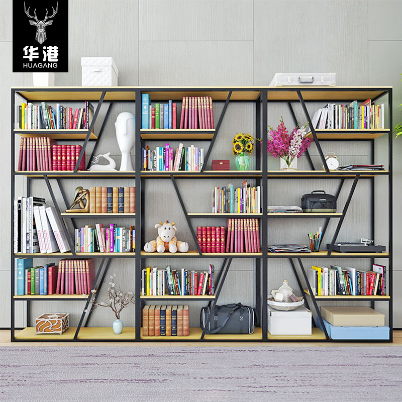 Creative furniture Shelves Solid Wood Industrial Wind Down Shelf Living-room Cubicle Retro American Loft Iron Art Bookshelves