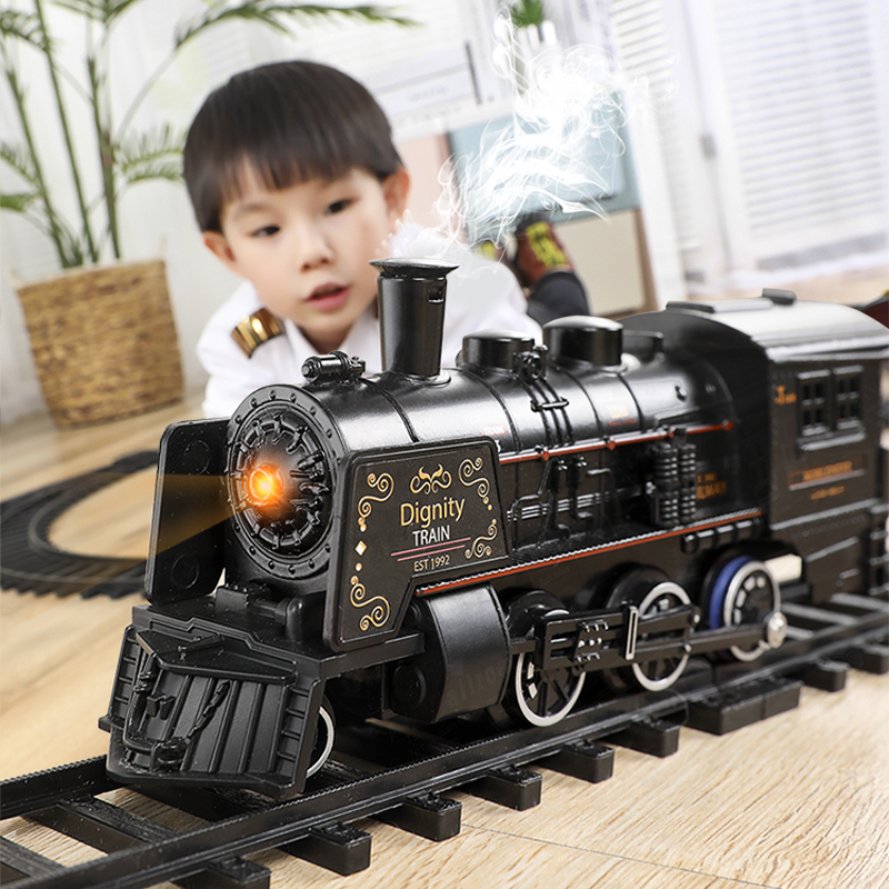 Simulation high speed rail parking lot children electric little train suit rail car steam train model toy boy