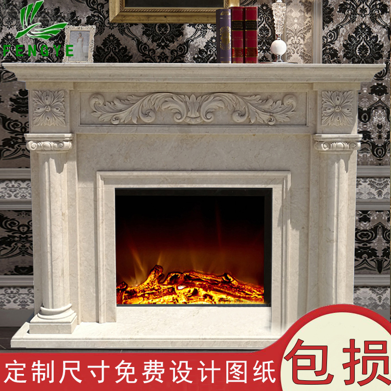 Marble Fireplace European and American Style Villa Home Decoration Simple Ultraman White Magnolia Stone Fireplace Frame Tv Cabinet