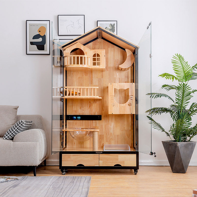 Meow Zan high-end cat cage Villa solid wood luxury three-story home cat house cat house cat cage cat cabinet can be customized