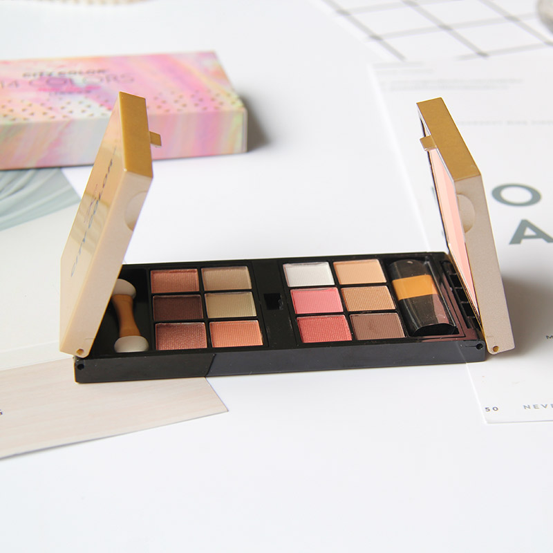 妖精jiejie14色彩妆盘 持久大地珠光亚光腮红 网红同款眼影盘INS