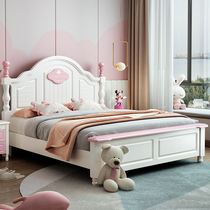 Childrens bed girls princess bed 1 5m girls pink 1 8 girls single bed 1 2 solid wood 1 35m bedroom