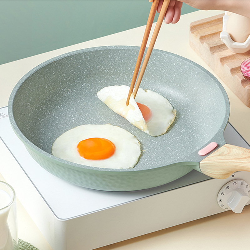 New Korean wheat rice stone wok non-stick pan fried steak pan covered bottom intelligent catch warm household flat-bottom fried egg wok
