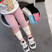 Spring Autumn Season Childrens Thin Underpants Girl Thread Splicing Pure Cotton Long Pants Outside Wearing Baby Elastic Skintight Pants