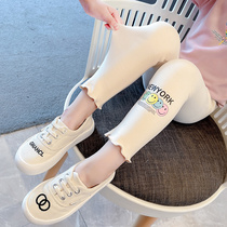 Girl Beats Bottom Pants Spring Autumn Outside Wearing Children Integrated Suede Pants Autumn Female Baby Thickened White Long Pants Thin Suede Pants