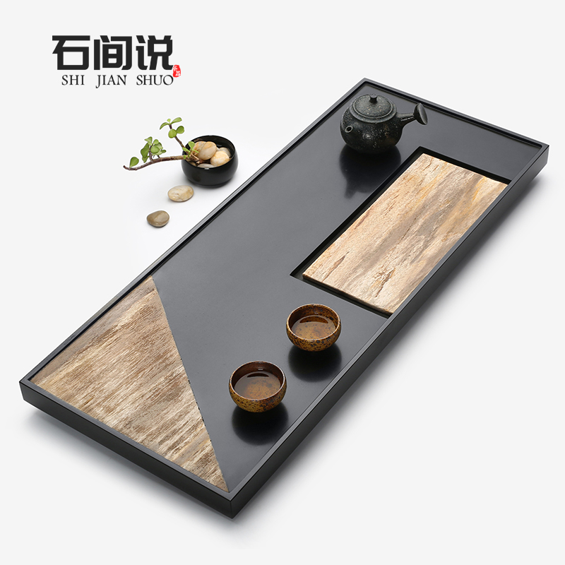 Stone room says natural wood fossil tea tray Home Ukkim stone tea table modern minimalist stone tea sea furniture Tray Original