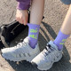 ຖົງຕີນສ່ວນບຸກຄົນ ins trendy spring and autumn color letter socks women's mid-calf socks cartoon smile face sports socks cotton