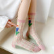 ຍີ່ປຸ່ນງາມ retro ດອກ lace socks ກາງ calf ຂອງແມ່ຍິງ socks summer ຖົງຕີນແກ້ວບາງໆ cassette crystal socks