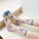 ຍີ່ປຸ່ນງາມ retro ດອກ lace socks ກາງ calf ຂອງແມ່ຍິງ socks summer ຖົງຕີນແກ້ວບາງໆ cassette crystal socks