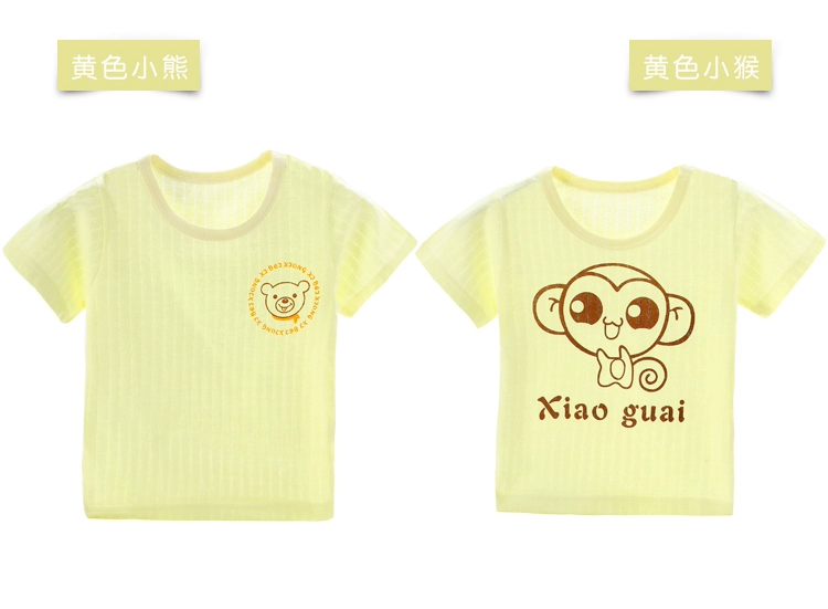 Áo thun cotton bé gái mùa hè bé trai mùa hè bé tay ngắn chạm đáy áo sơ mi nữ bé sơ sinh bằng vải cotton bé trai