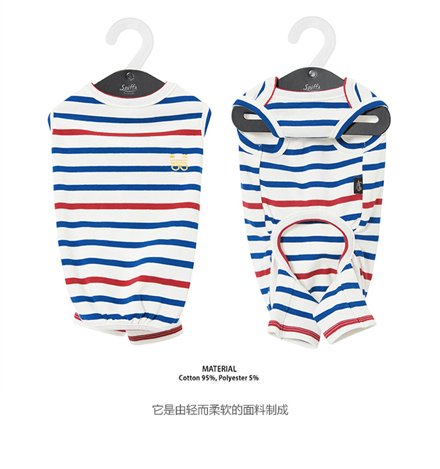 Mùa xuân và mùa hè Pháp sọc bốn góc jumpsuit chó quần áo Teddy thú cưng Hàn Quốc | Sniff - Quần áo & phụ kiện thú cưng áo thú cưng