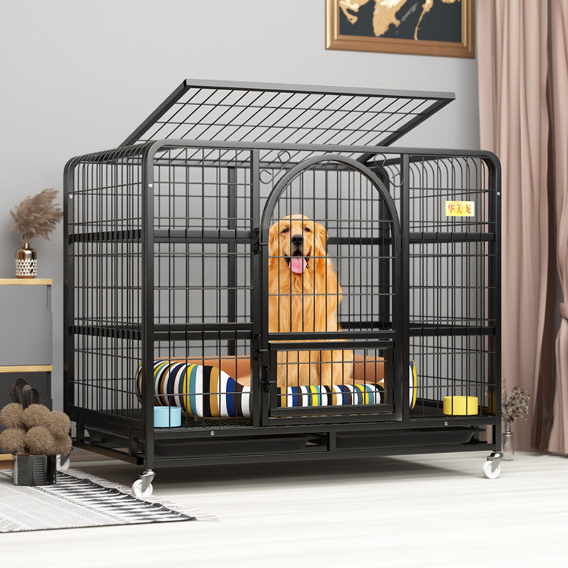 Dog Cage Sublarge Dog Indoor Medium Dog With Toilet Separated Golden Hair Alaska Border Shepherd Dog Plus Coarse Pet Cage