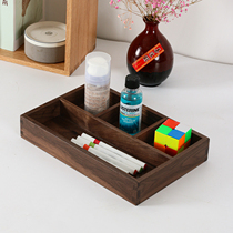 Black Walnut Desktop Organizer Wooden Lipstick Cosmetic Multi Plaid Organizer Tabletop Jewelry Organizer Box