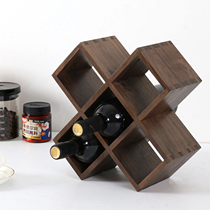 Black Walnut Wooden Wine Rack Ornament Living Room Wine Rack Solid Wine Rack Western Wine Rack Custom