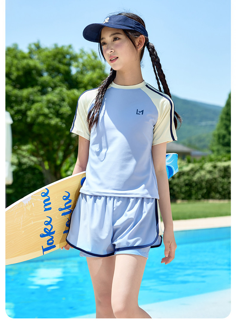 女童泳衣2026新款夏季初中生女孩带胸垫泳装速干中大童分体游泳衣 — 8