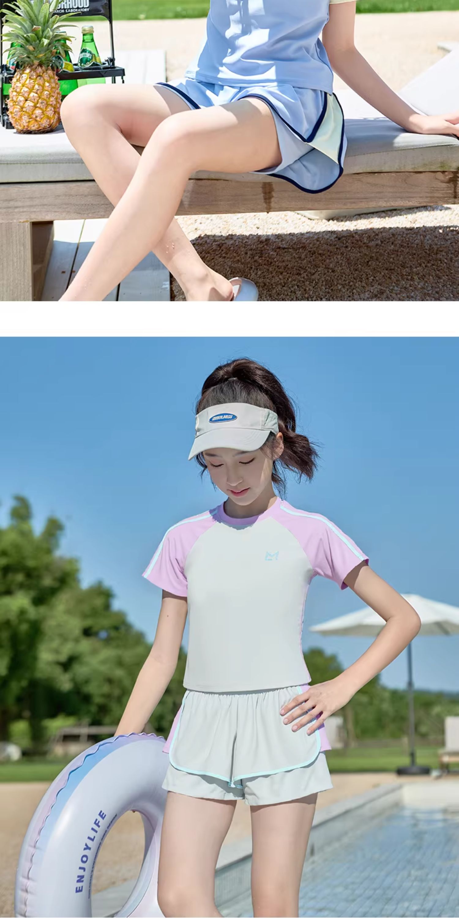 女童泳衣2026新款夏季初中生女孩带胸垫泳装速干中大童分体游泳衣 — 24