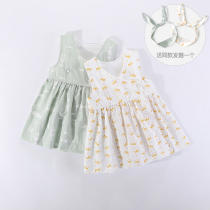 Female Baby Summer Clothing One Year Old 2 Vest 3 Baby Skirt Pendant With Dress Foreign Gas Toddler Pure Cotton Girl girl Lions dress