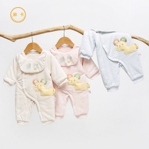 Newborn baby clothes spring autumn and autumn winter outside wearing khacoat first raw thin cotton clothes male nip cotton female baby conjoined clothes