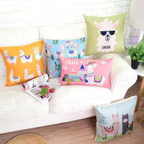 Nordic Alpaca Sofa Pillow Thickened Cushion Living Room Nordic Cartoon Bedroom Office Cotton Linen Bedside Back Cushion Cover