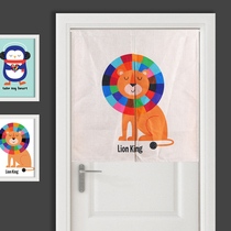 Nordic cartoon animal curtain curtain curtain cotton and linen Feng water curtain kitchen bathroom half curtain childrens room decoration hanging curtain