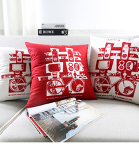 Songuo House Chinese wedding happy word sofa pillow Wedding gift cushion flannel pillow waist cushion decoration