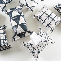 Black and white geometric checkerboard tissue box living room cotton linen cloth tissue towel cover car decoration paper cover