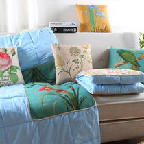 Pine House American country flower and bird pillow quilt sofa multi-function air-conditioning quilt cover blanket afternoon blanket