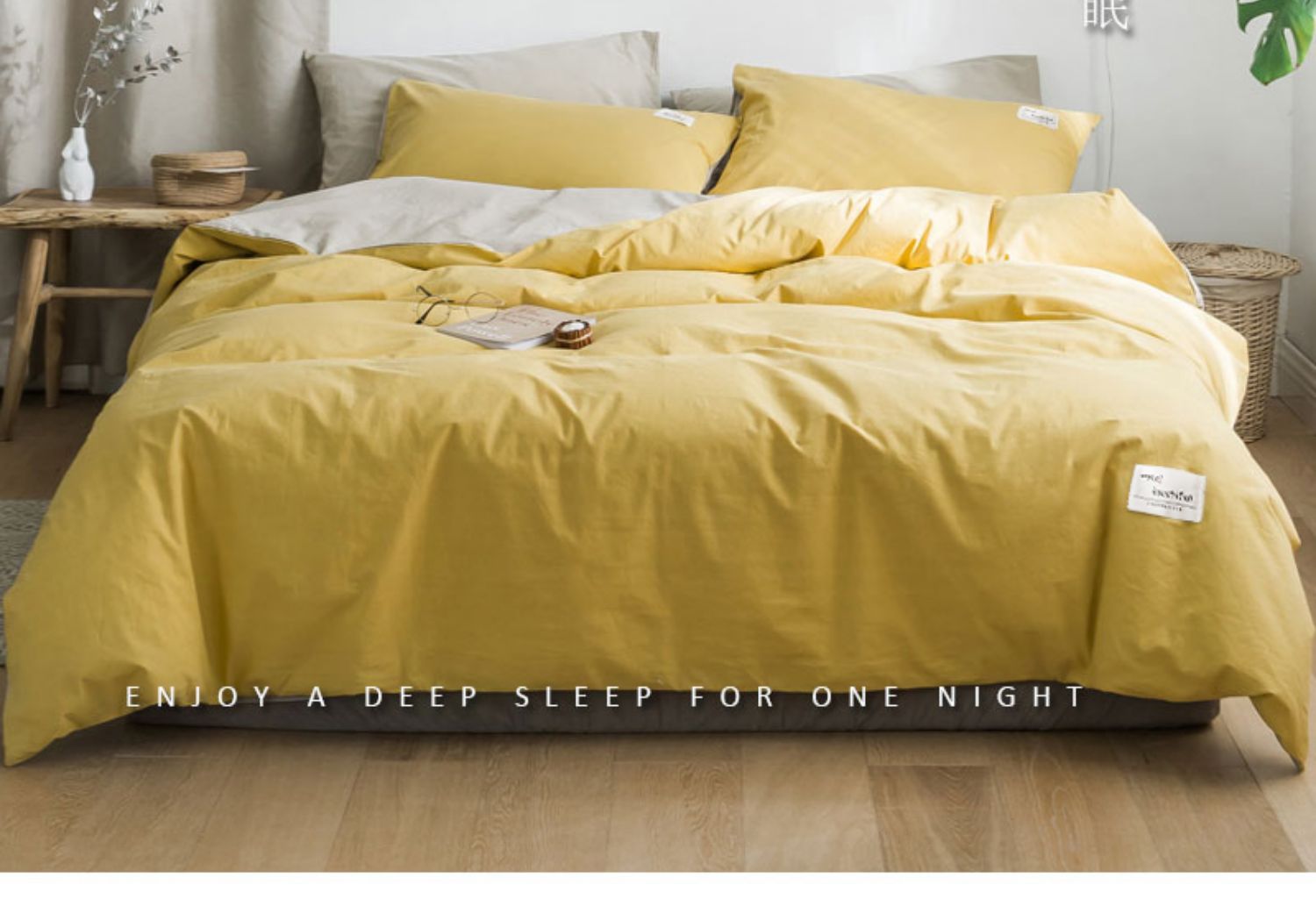 Giường bông giặt ở Nam Cực bốn bộ chăn ga gối cotton cotton đơn giản Bắc Âu - Bộ đồ giường bốn mảnh chăn ga gối đệm