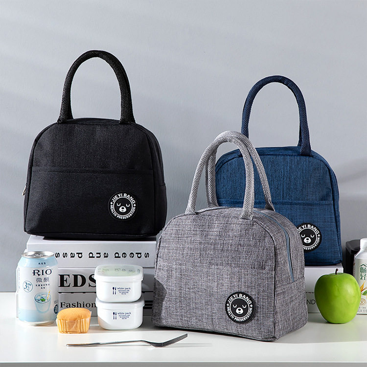 Lunchbox with handbag handbag to work insulated bag aluminum foil thickened handbag with rice canvas boxed lunch bag hand-carrying bag