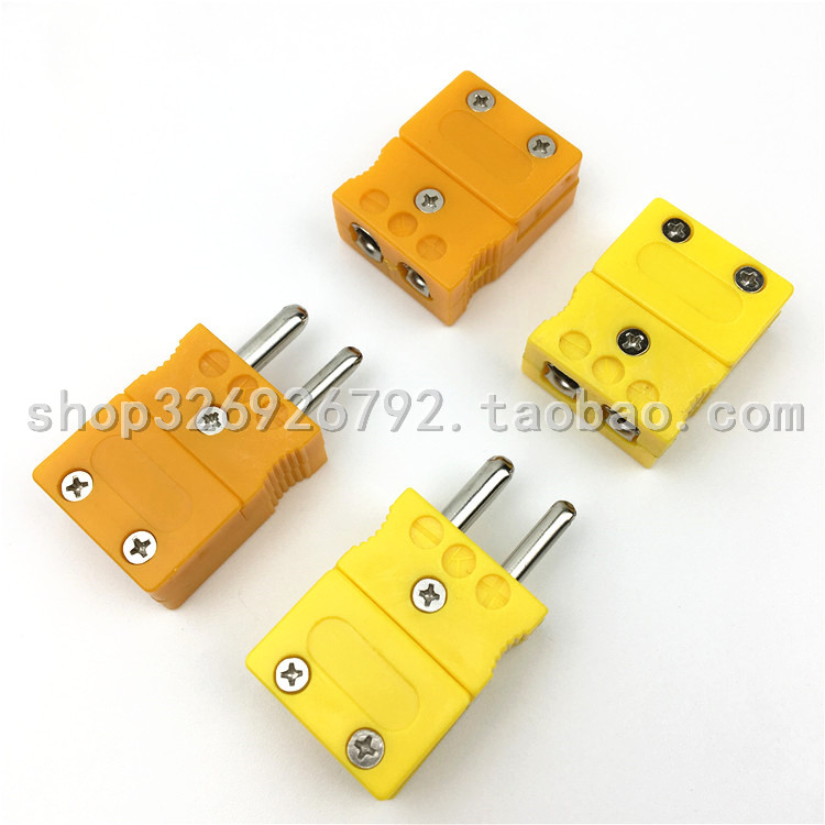 K-type thermocouple plug with bracket large male and female flat yellow plug thermocouple special conversion plug yellow