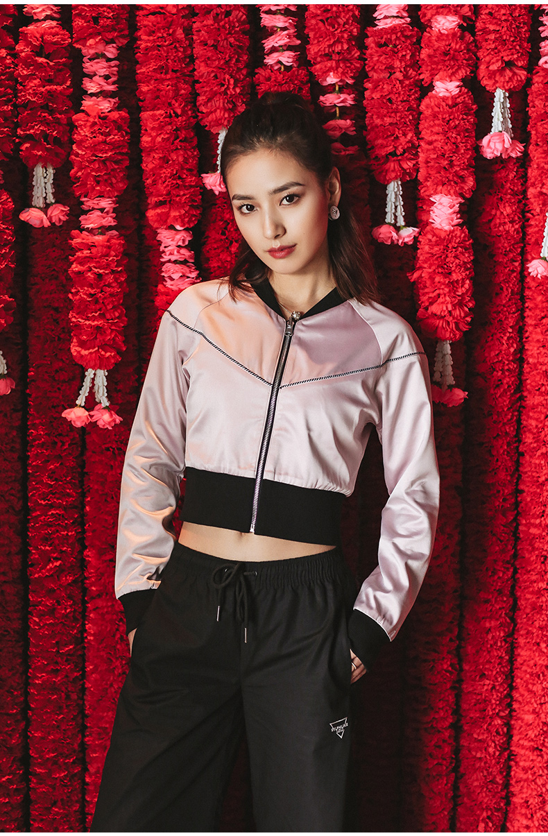 Runaway Loli Sports Jacket Phụ nữ hai mặt Zipper ấm Áo khoác mùa thu ngắn thêu thường hàng đầu áo khoác gió lining