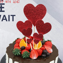 Net red birthday cake decoration plug card red size heart-shaped love plug row flag Valentines Day beautiful creative supplies
