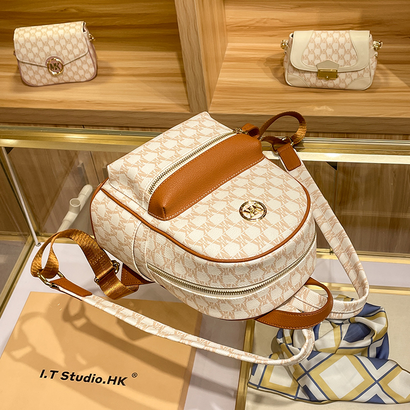 Hong Kong counter mk backpack women's 2022 new bag autumn and winter all-match leather large-capacity super-fire commuter backpack